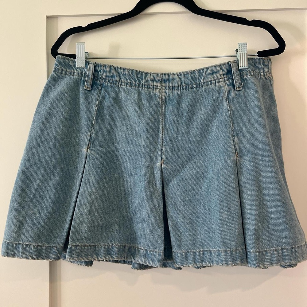 We The Free Light Blue Denim Skirt